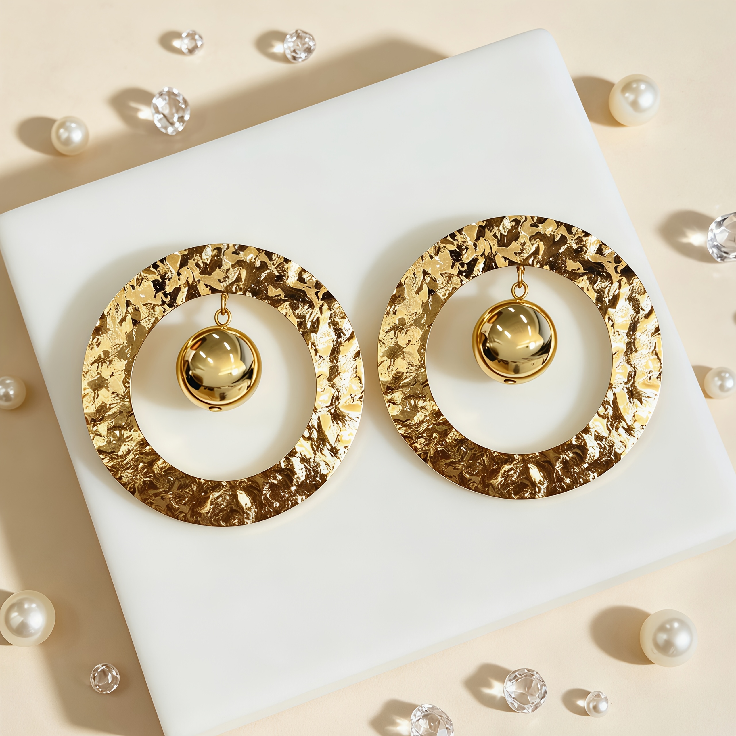 Women's Vintage Hammered Openwork Hoop Earrings